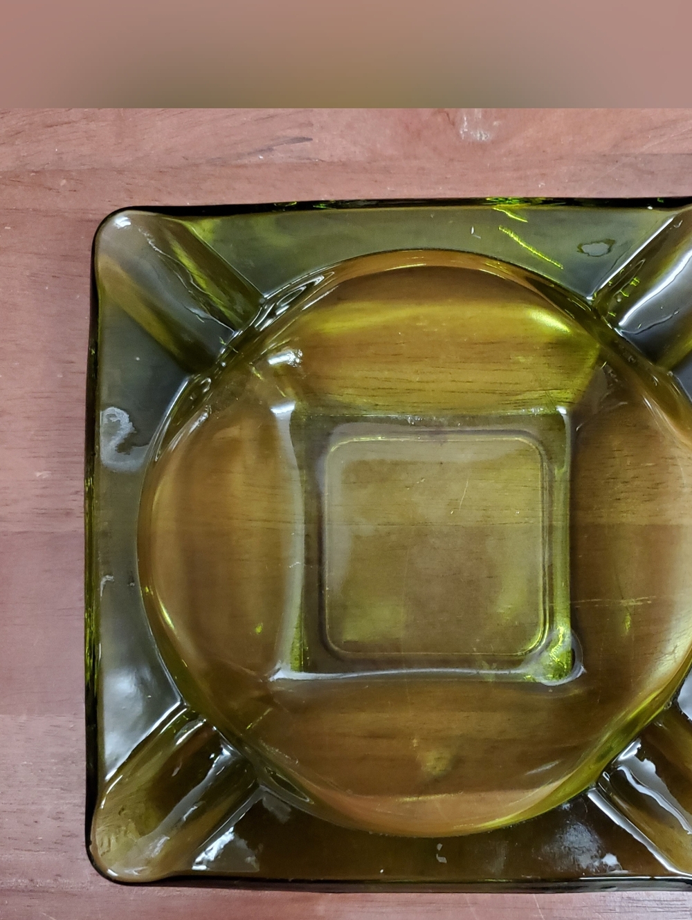Vintage Classic Green Square Ashtray or Repurposed Trinket Dish